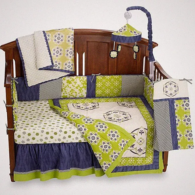 12-Pc CoCaLo Moss Baby Nursery Crib Bedding Set & Mobile Art Valance Green Blue