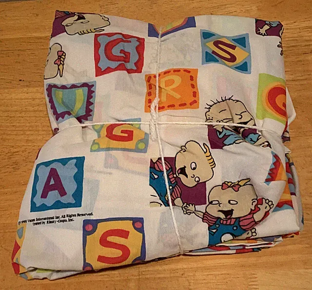 1999 Rugrats Nickelodeon Alphabet Twin Fitted & Flat Sheet Set - EUC B9