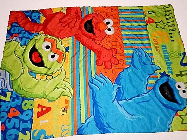 3A5A !WOW! Vintage SESAME STREET ABC 123 Elmo Toddler Bed Comforter Blanket