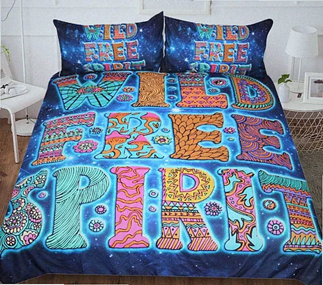 3D Alphabet Blue ZHUA1561 Bed Pillowcases Quilt Duvet Cover Set Queen King Zoe