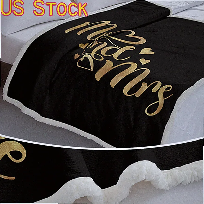 50"x60" Black Ultra Soft Romantic Alphabet Sherpa Fleece Throw Blankets Couch