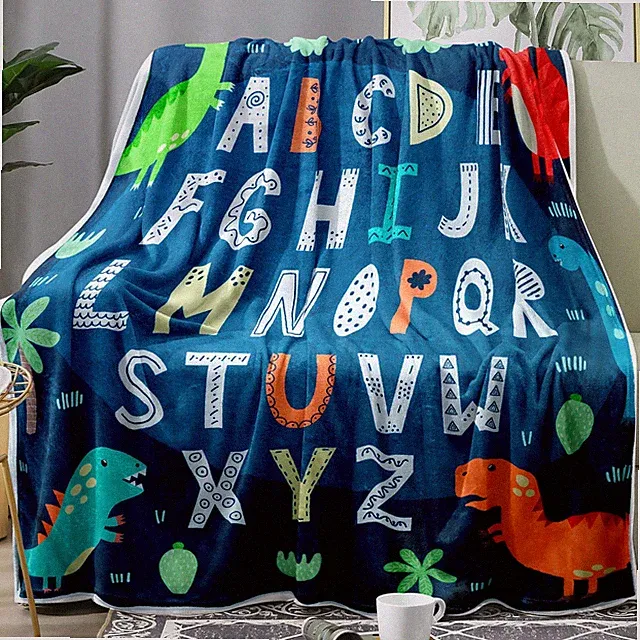 ABC Alphabet Throw Blanket Soft Flannel 50x60" Kids Baby Coral Velvet