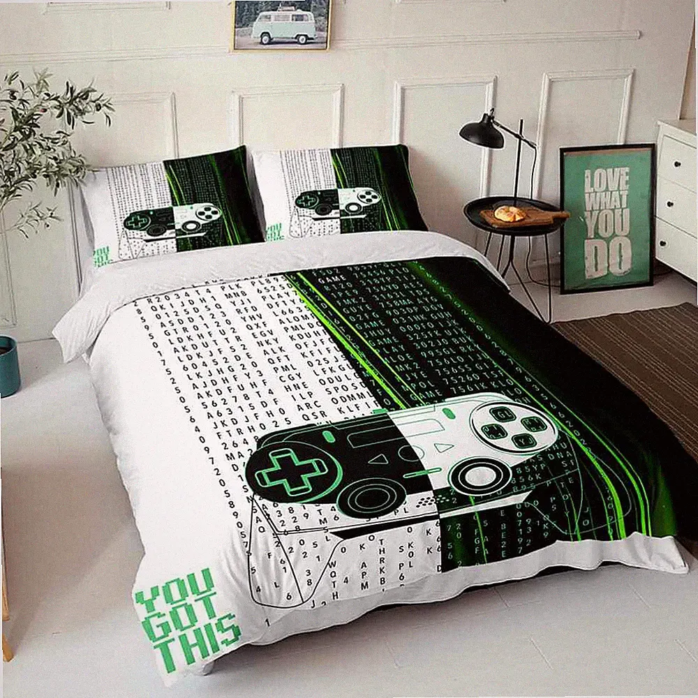Alphabet Splicing Machine 3D Quilt Duvet Doona Cover Set Pillow case Print