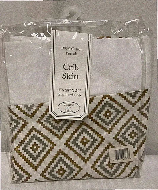 American Baby Company Cotton Tailored Crib Skirt Gold Grey White