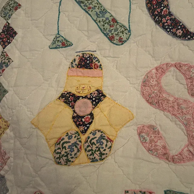 Baby Vintage Quilt alphabet wall hanging Or crib cover 53x46