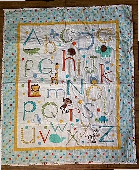 FUN COLORFUL ANIMAL ABC ALPHABET CRIB INFANT TODDLER QUILTED BLANKET 36X44