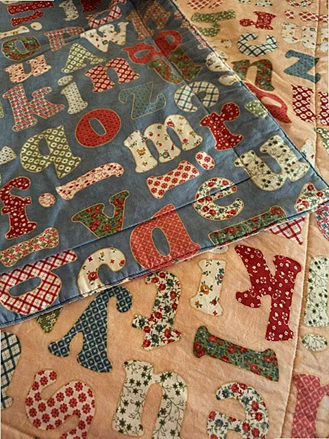 HANDMADE NEW Cotton Quilt Style Throw Blanket 66 x 40 Calico Alphabet Letters