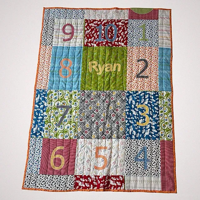 Homemade Personalized Ryan Name Quilt Toddler Baby Numbers Embroidered 38x27 EUC