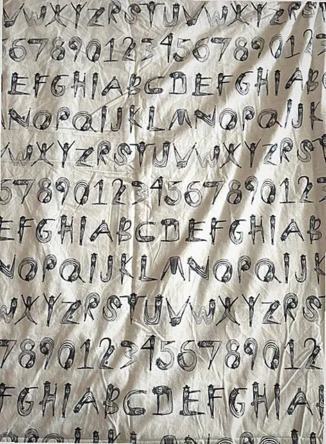 Ikea LATTJO Duvet Cover Twin Anthropomorphic Alphabet Numbers Letters Blue White