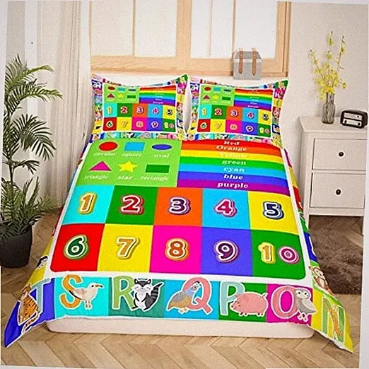 Kids Educational Duvet Cover Set Playtime Collection ABC, Twin Multi 34