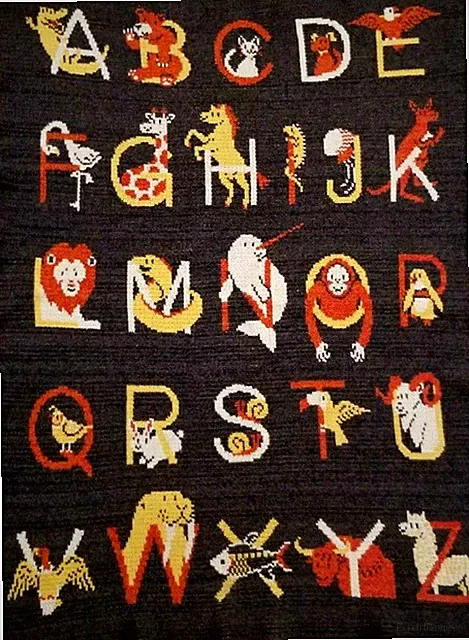 Kids Throw Blanket Alphabet and Animals Black 30x40 Lapghan Nursery