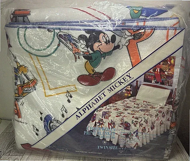 Mickey Mouse & Friends Alphabet Mickey by Chatham Twin Size Blanket 66"x90" NOS