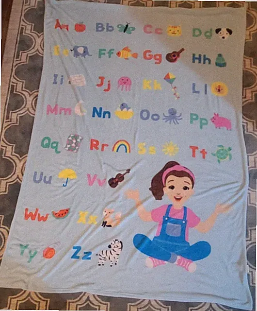 Ms. Rachel Plush Blanket 62x90 Alphabet Kids Soft Throw Bed Blanket