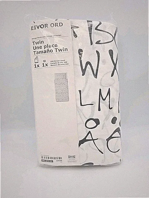 NEW IKEA Eivor Ord Alphabet Duvet Cover & Pillow Case Twin 104 Thread count RARE