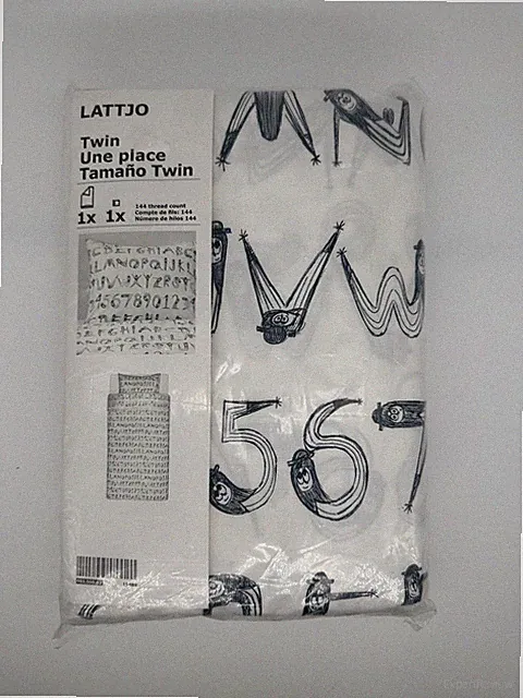 NEW IKEA KIDS Lattjo Blue Alphabet Twin Duvet Cover Sham/pillowcase