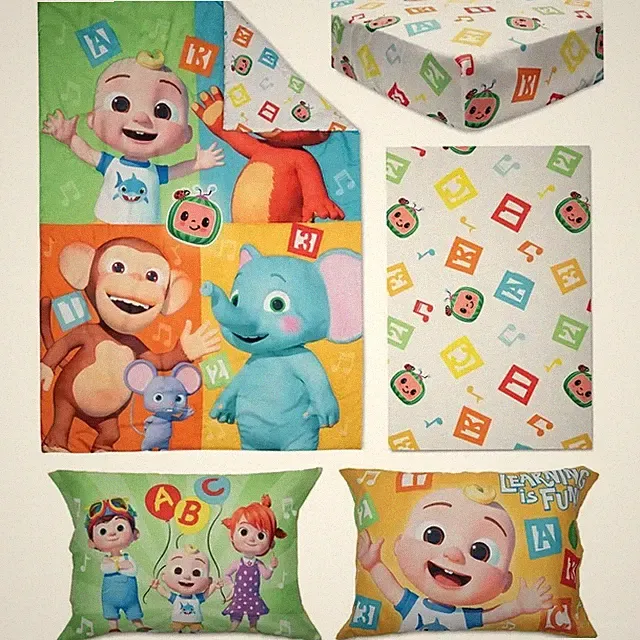 NWT CoCoMelon ABC Alphabet Toddler Bed Set Comforter Sheets Pillow Case