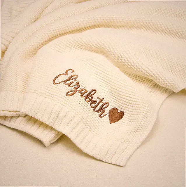 Personalized Baby Blanket With Name Embroidered Knitted Baby Stroller Blanket