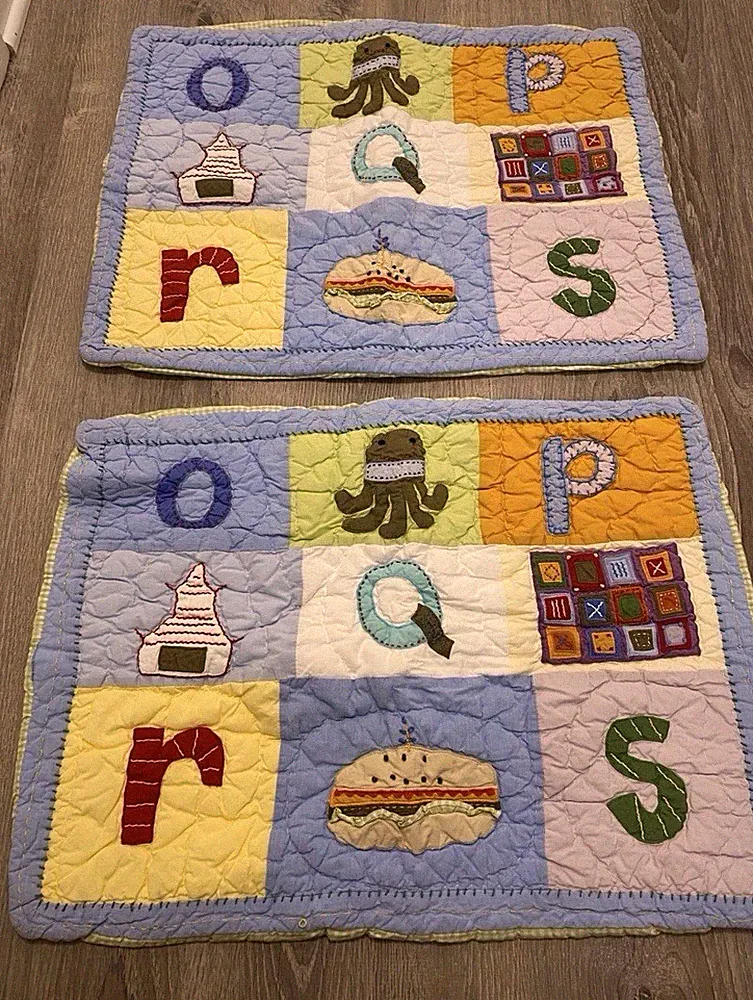 Pottery Barn ABC Alphabet Patchwork Standard Shams Set of 2