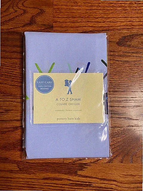 Pottery Barn Kids A to Z Pillow Sham Standard Drawings Alphabet Cotton Portugal