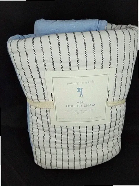 Pottery Barn Kids ABC Blue Quilted Euro Sham #3D