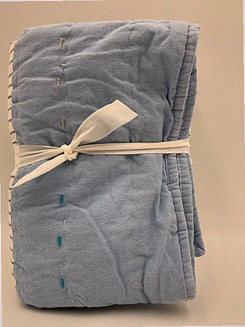 Pottery Barn Kids ABC Handstitched Cotton Blue Quilted Euro Sham #3D