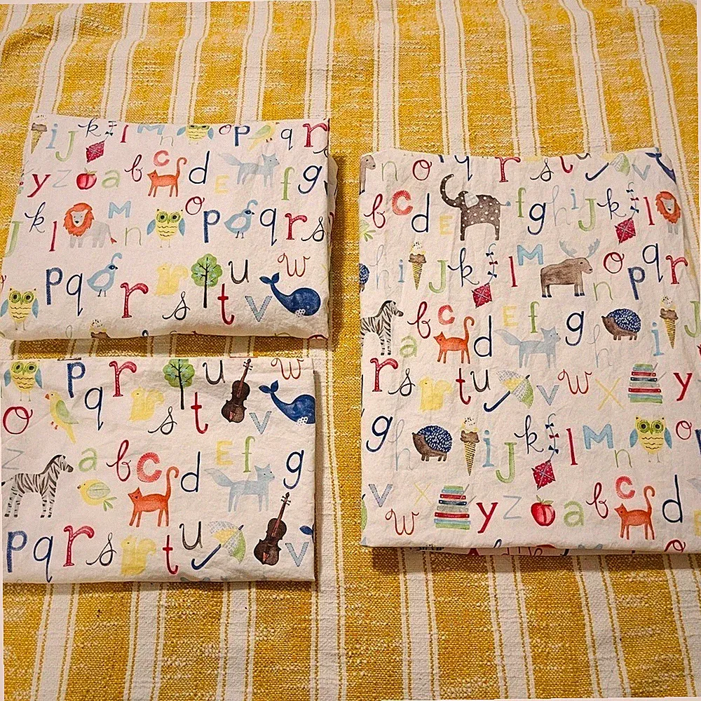 Pottery Barn Kids Alphabet Animal Sheet Set 3 Piece Toddler Bedding