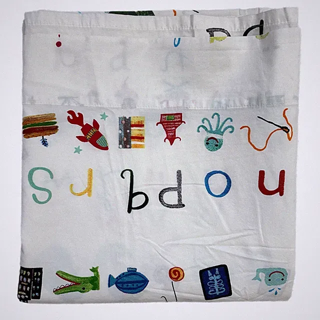 Pottery Barn Kids Alphabet Soup Full Flat Sheet ABC Printed Bedding Cotton
