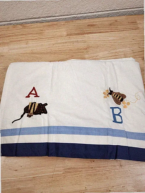 Pottery Barn Kids Animal Alphabet Crib Bedskirt NOS Embroidered
