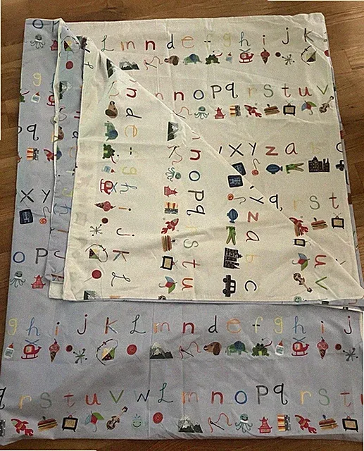 POTTERY BARN KIDS Bedding Duvet Cover Reversible Blue/White ABC & sham A To Z