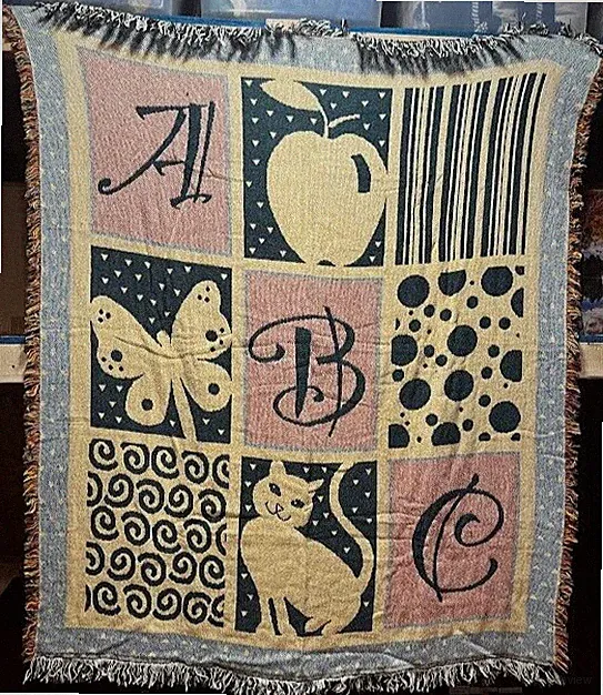 Simply Home ABC Apple Butterfly Cat Afghan Throw Blanket 50" x 60" Brand NEW