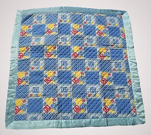 Simply Home New Baby Boy Blue Abc Afghan Throw Blanket Satin Edge New Old Stock