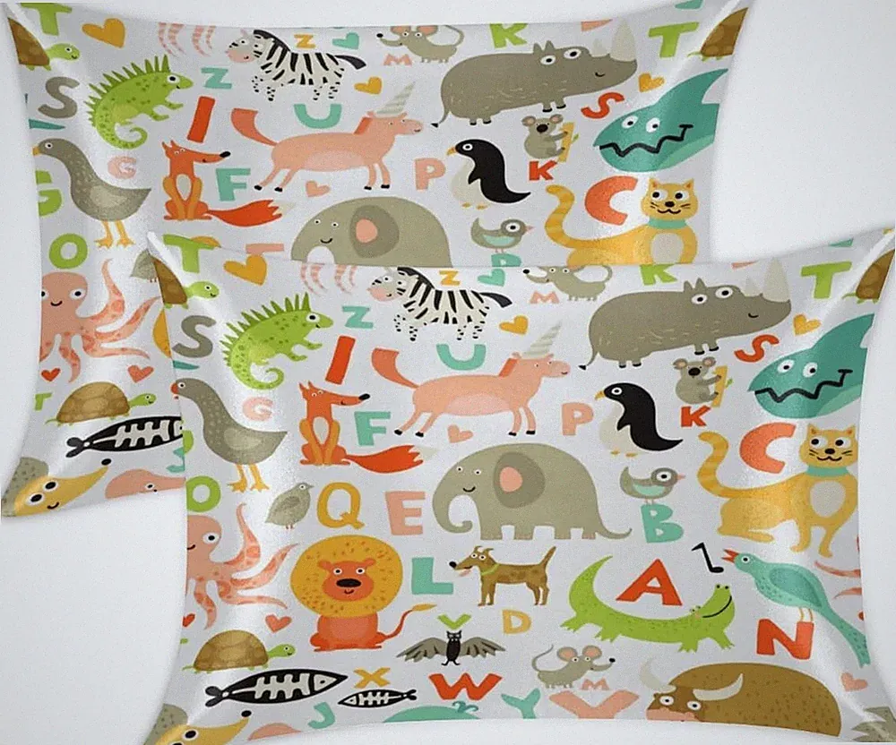 Toddler Pillows with Pillowcase, 12"x18" Soft Cotton Kid Pillows for Alphabet