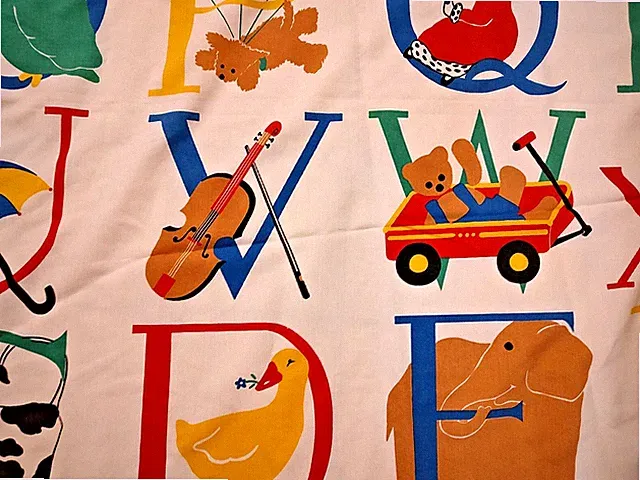 Vintage 1980's Springmaid Gear Kids A to Z Alphabet Twin Flat Bed Sheet