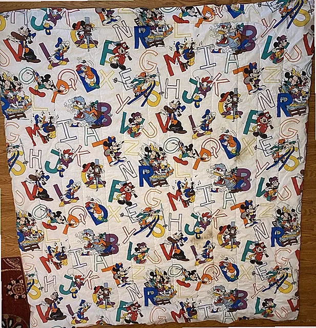 Vintage 1980s Disney Comforter Mickey Minnie & Friends Alphabet ABCs Twin 84x72