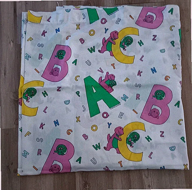 Vintage 1993 Lyons Group Barney Baby Bop ABC FULL SIZE 1 Flat Sheet Kids
