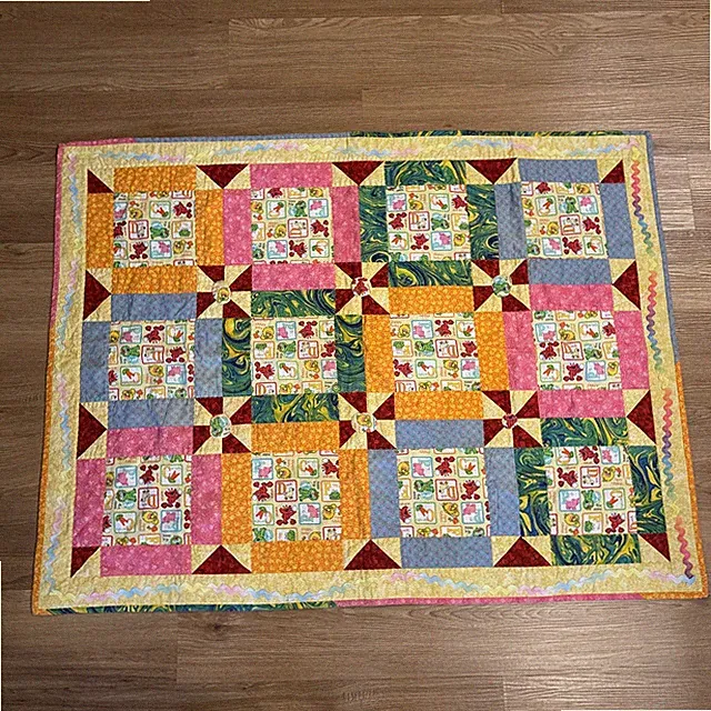 Vintage Alphabet Sesame Street Crib Toddler Quilt 32 X 42