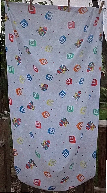 Vintage Baby Dreams ABC Fitted Toddler Crib Sheet 52” x 28” US Bear Bunny Ball