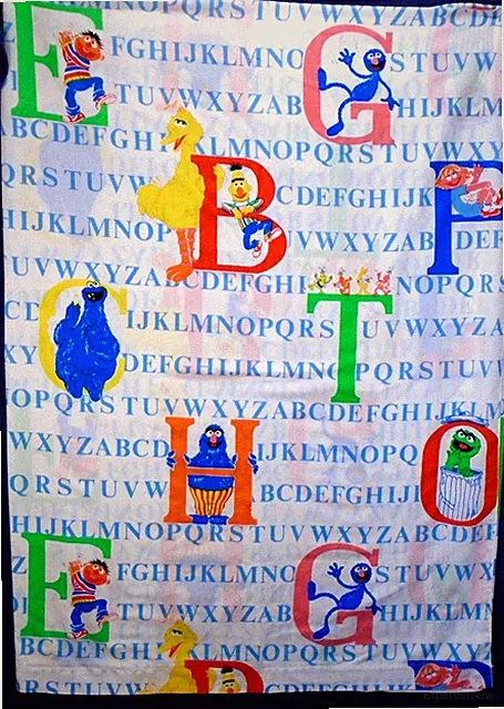 Vintage Sesame Street Alphabet ABCs Twin Flat Sheet Poly Cotton Blend 67x94"
