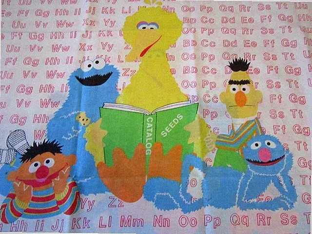 Vintage Sesame Street Big Bird & Friends ORDERING BIRD SEEDS Alphabet Pillowcase