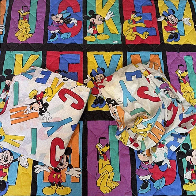 VTG 80’s Mickey & Friends ABC Disney Toddler Comforter 3 Pc Set