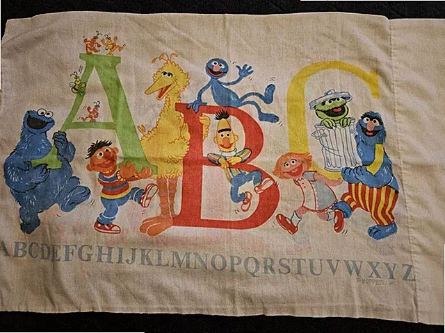 Vtg Stevens Sesame Street Alphabet Pillowcase The Muppets Standard Size